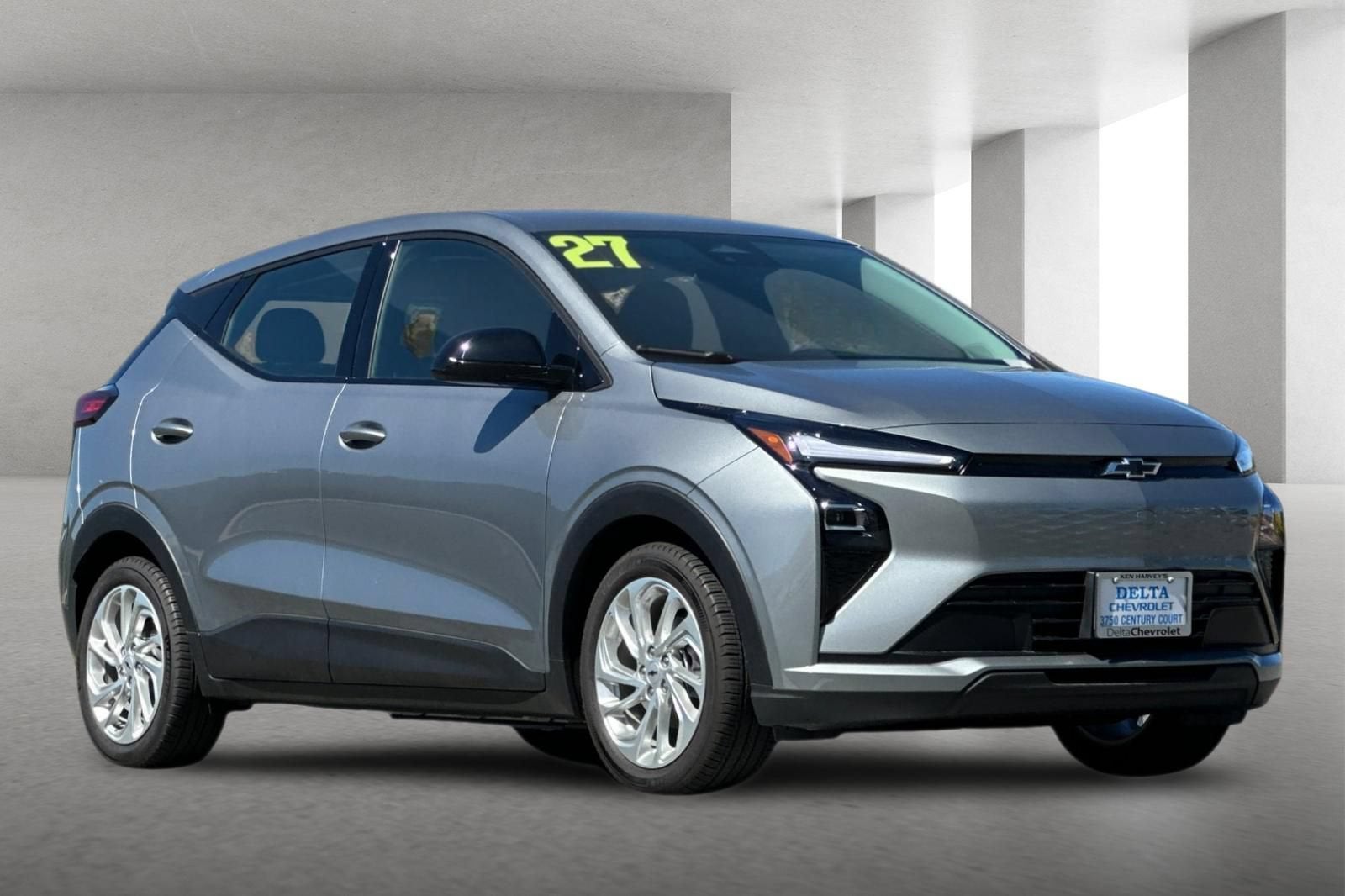 2027 Chevrolet Bolt LT in Sterling Grey Metallic — front three-quarter view