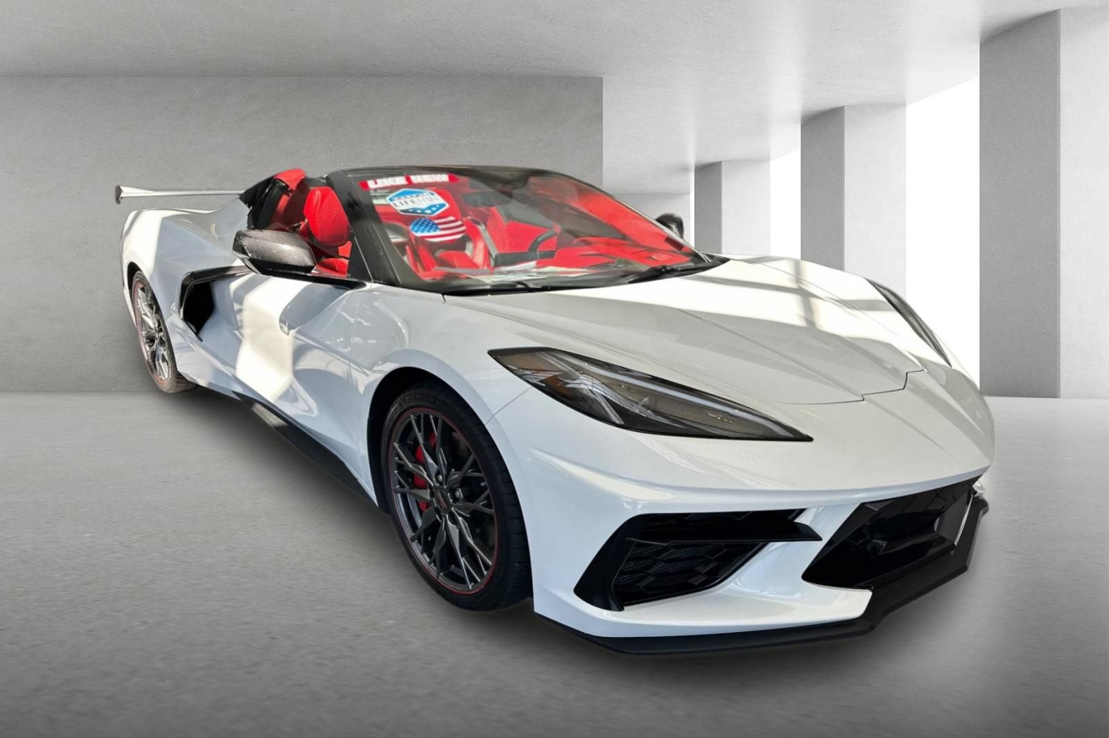 2023 Chevrolet Corvette Stingray 3LT in Arctic White — front three-quarter view
