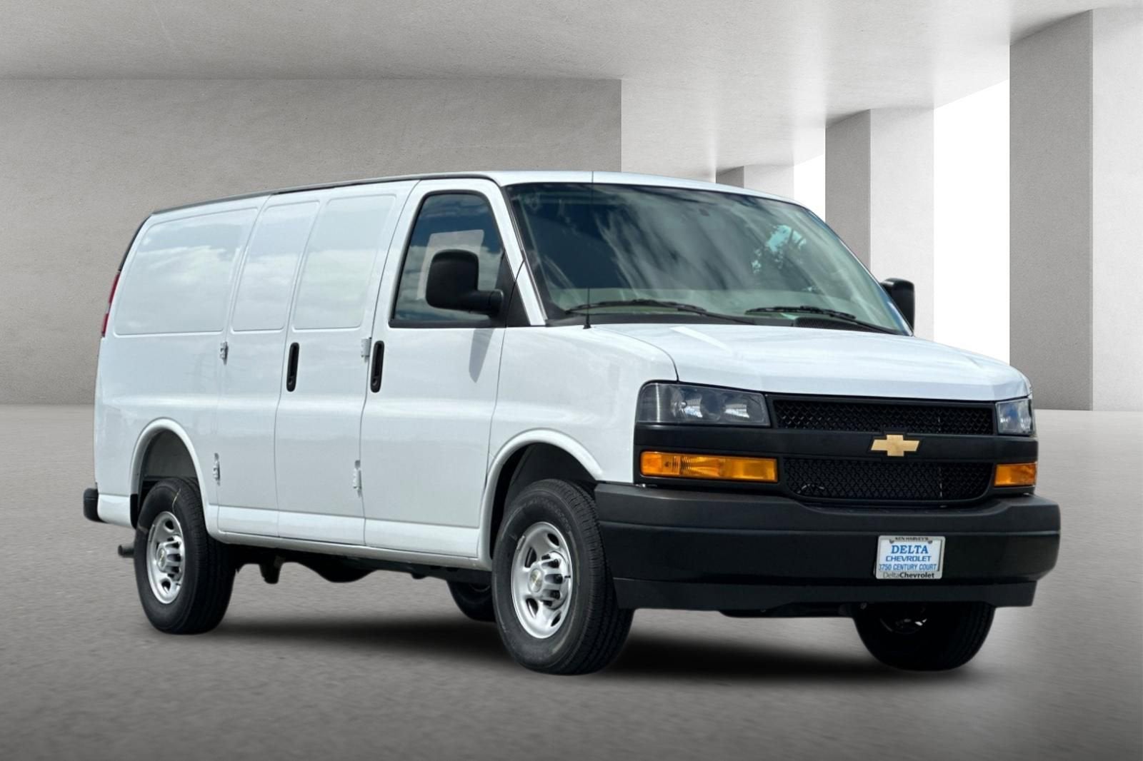 2026 Chevrolet Express Cargo WT in Summit White — front three-quarter view