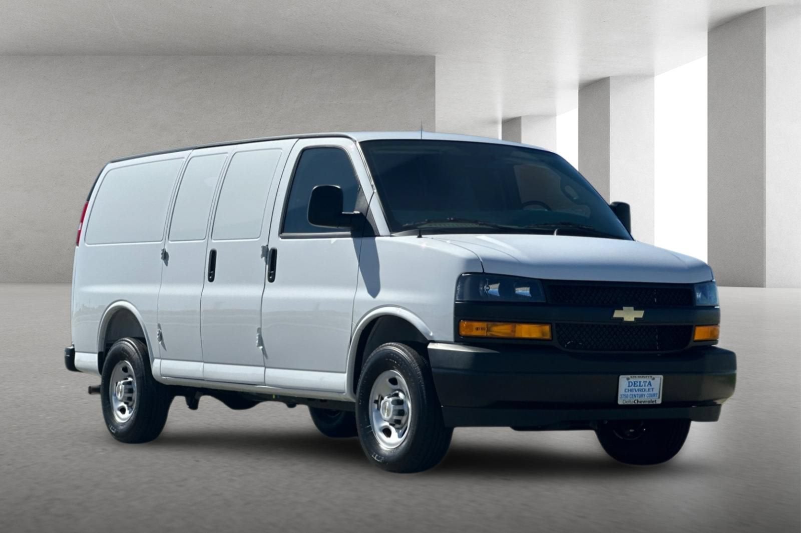 2026 Chevrolet Express Cargo WT in Summit White — front three-quarter view