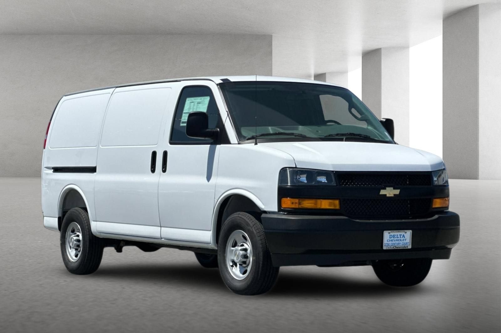 2026 Chevrolet Express Cargo WT in Summit White — front three-quarter view