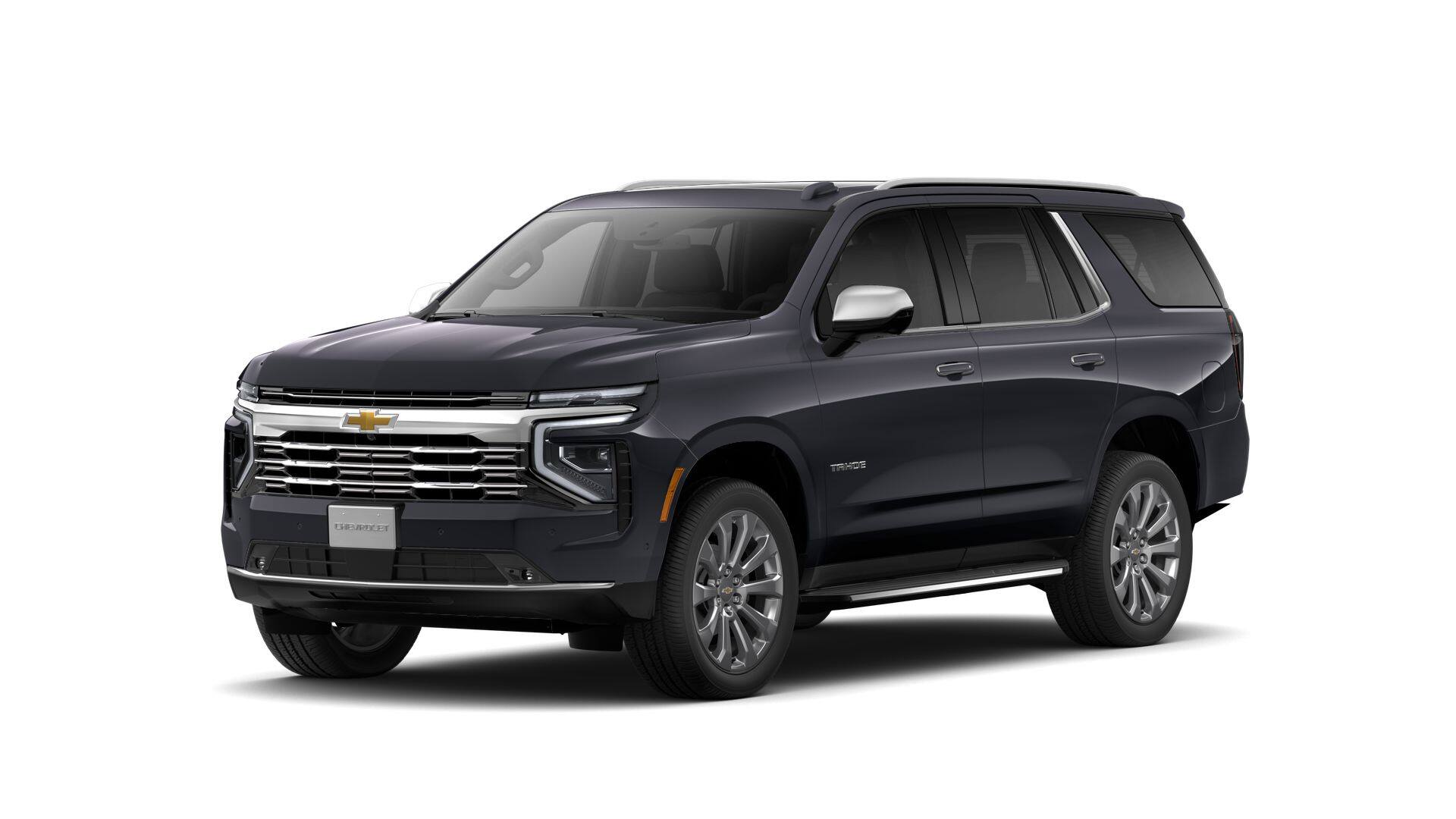 2026 Chevrolet Tahoe Premier in Dark Ash Metallic — front three-quarter view