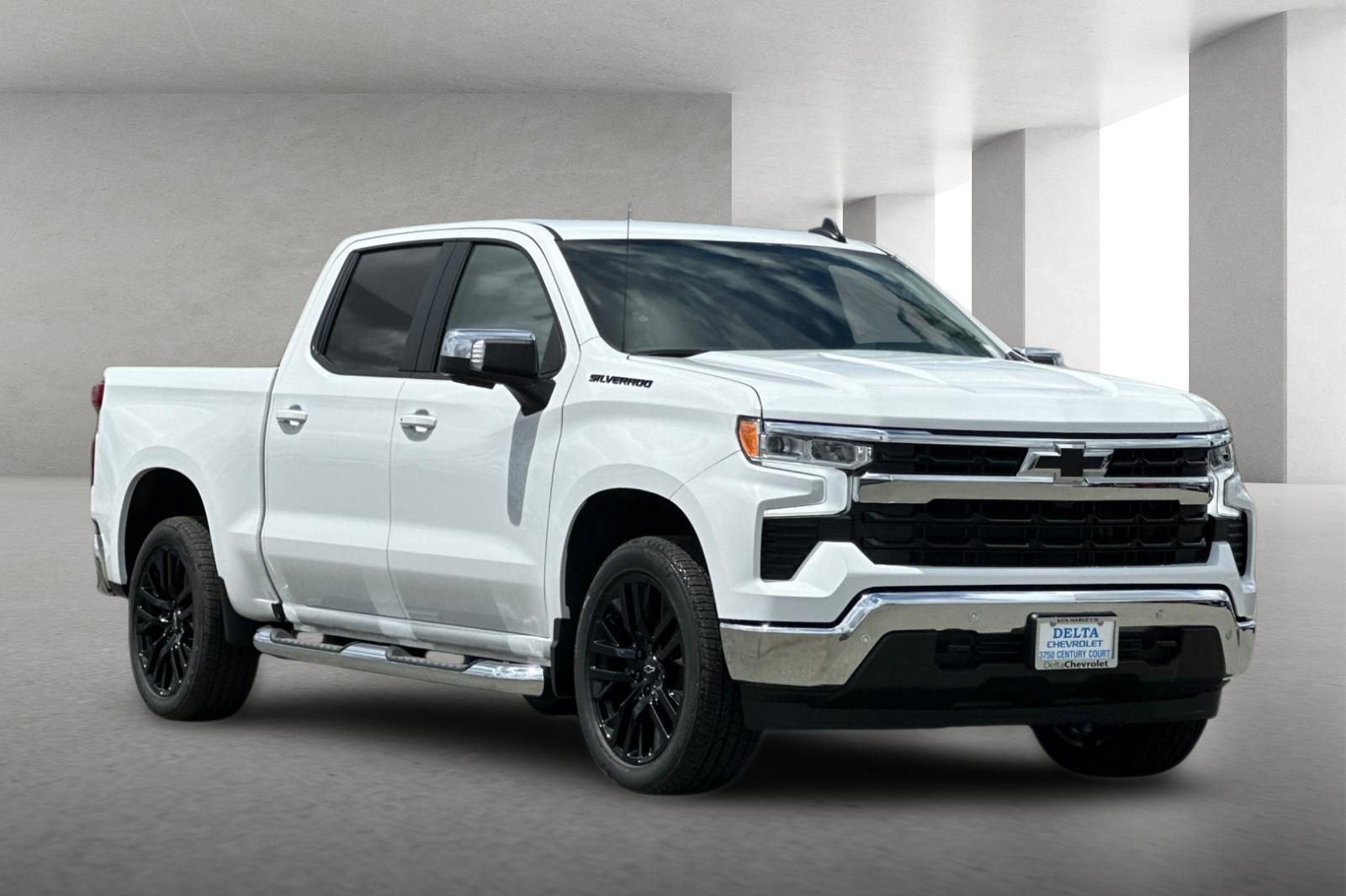 2026 Chevrolet Silverado 1500 LT in Summit White — front three-quarter view