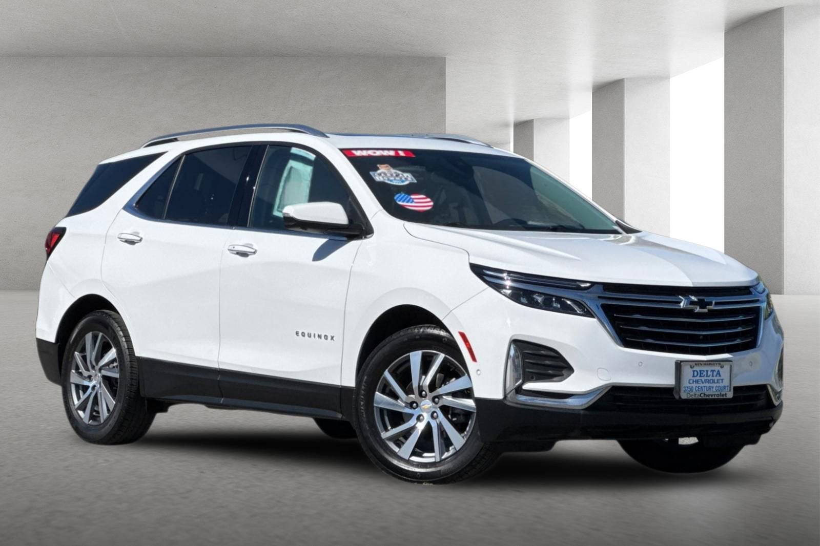 2022 Chevrolet Equinox Premier in Summit White — front three-quarter view