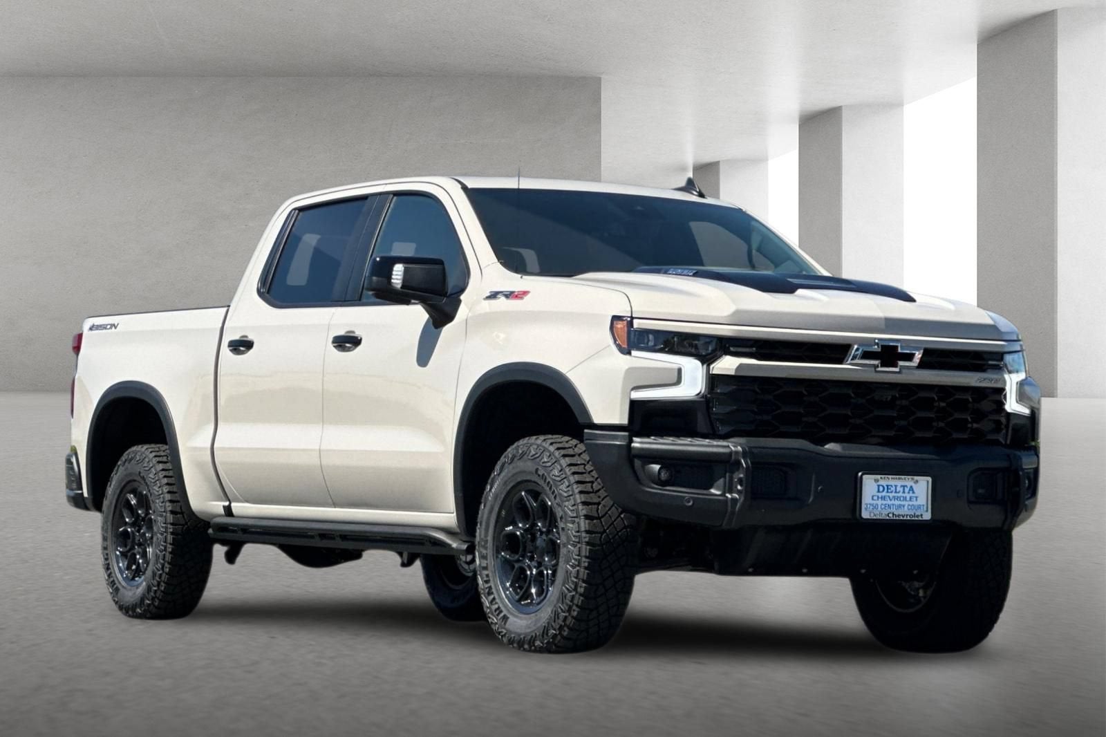 2026 Chevrolet Silverado 1500 ZR2 in White Sands — front three-quarter view